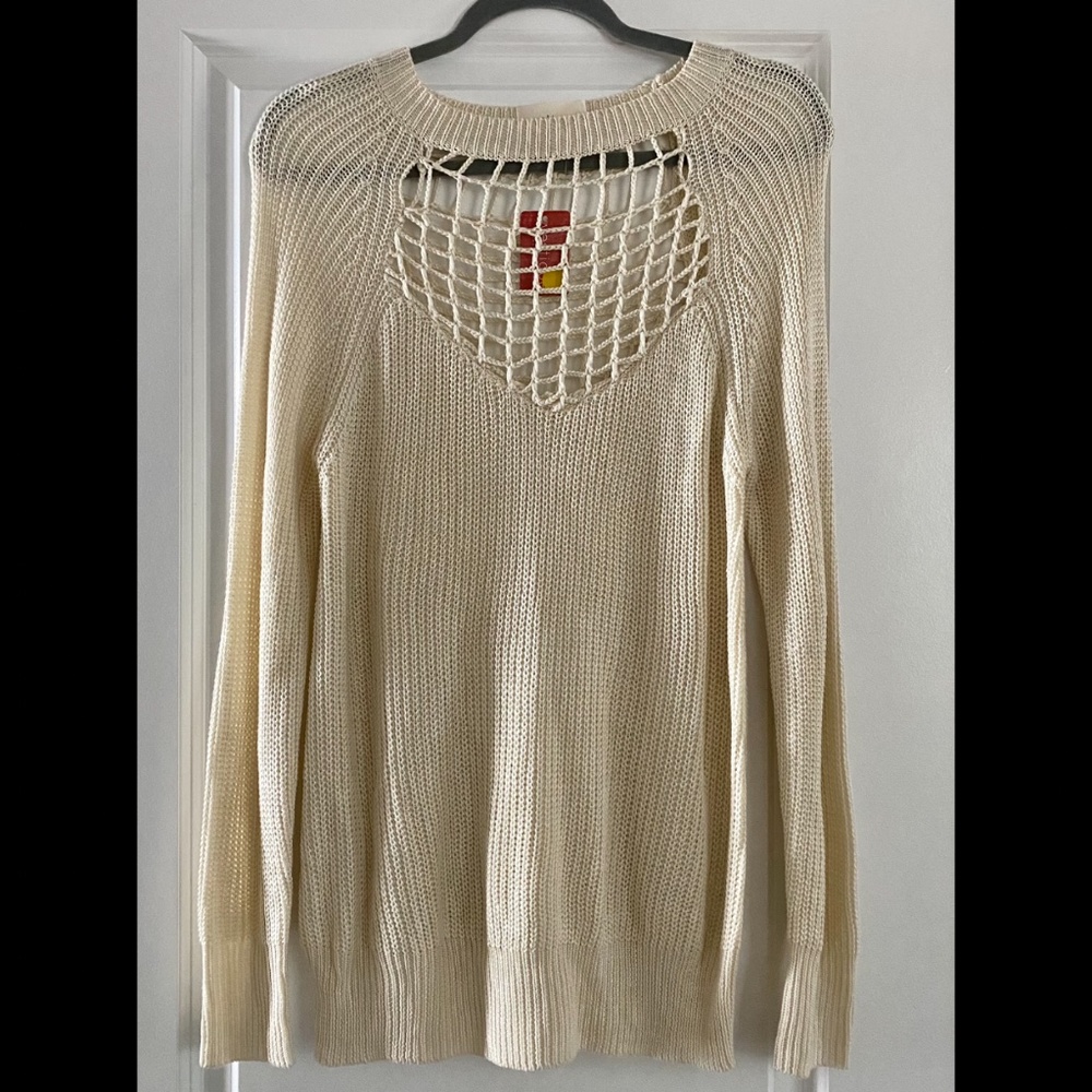 NWT - Crochet Cream LS Sweater - Size M/L
